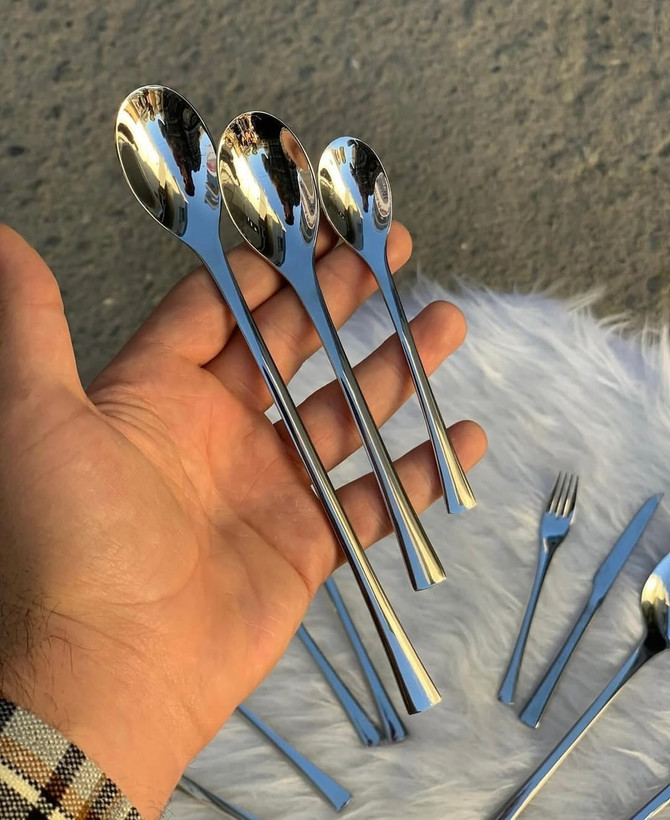 سرویس قاشق چنگال یونیک اصل آلمان 24 نفره 120 پارچه تمام نقره ای مدل شیکاگو اروپایی