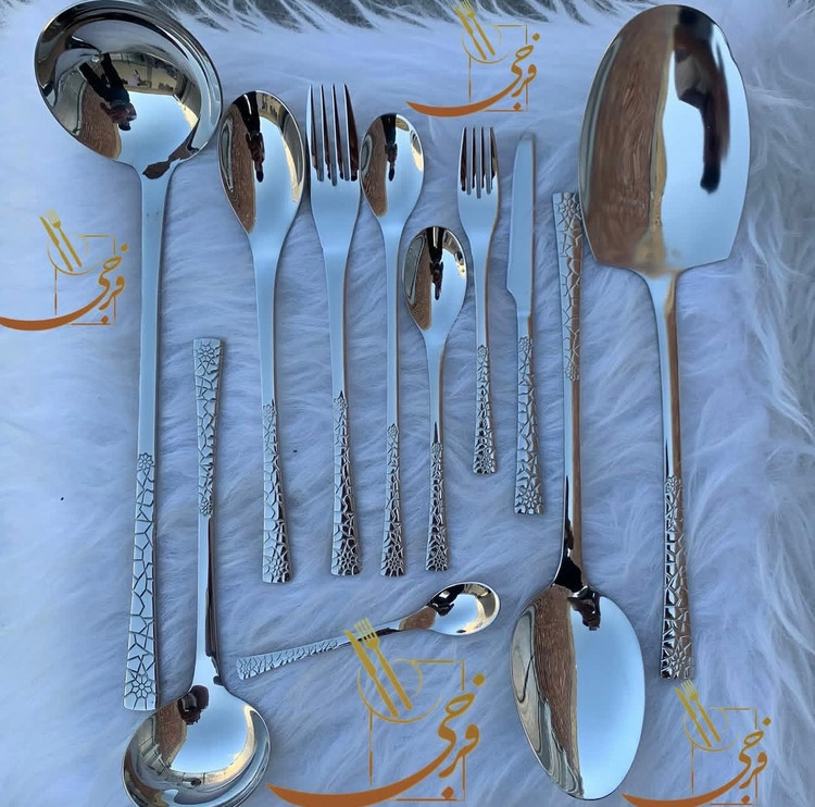 سرویس قاشق چنگال طرحدار سنگی فوق براق زیبا