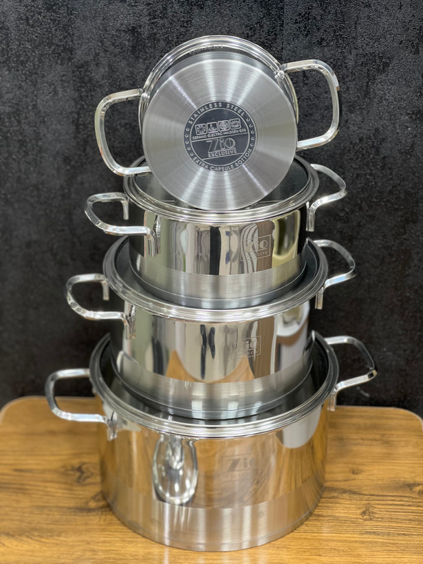 سرویس قابلمه و تابه استیل 10 پارچه بازرگانی زیو مدل ZCS-1320/5S28