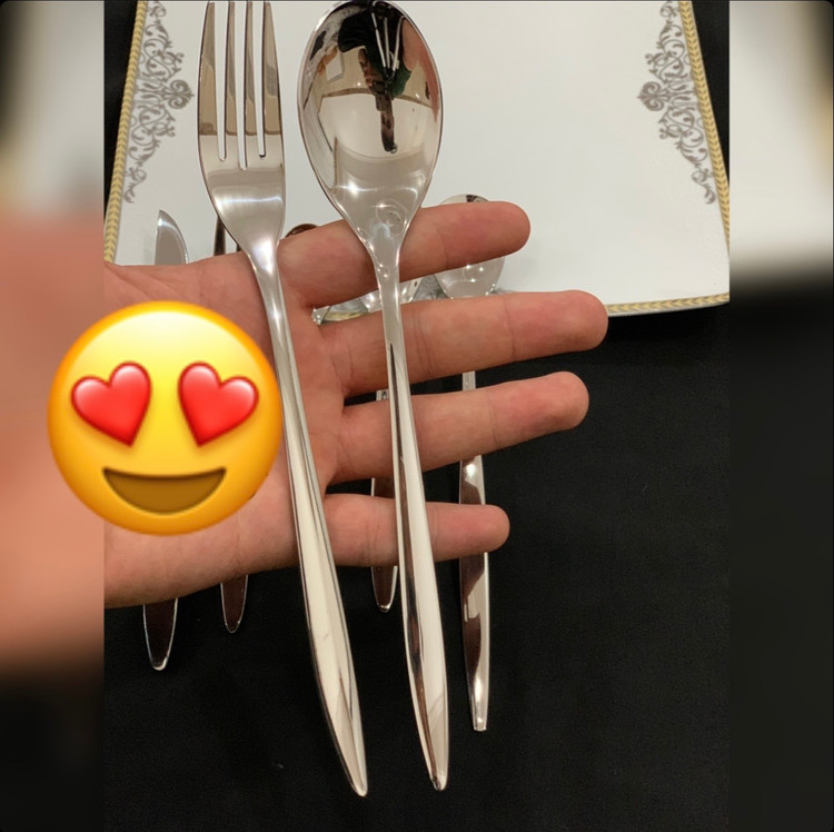 سرویس قاشق چنگال یونیک اصل آلمان 24 نفره 120 پارچه مدل سوزنی ساده نقره ای