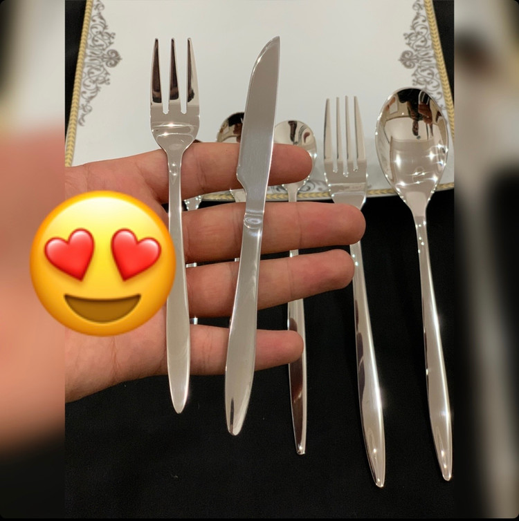 سرویس قاشق چنگال یونیک اصل آلمان 24 نفره 120 پارچه مدل سوزنی ساده نقره ای