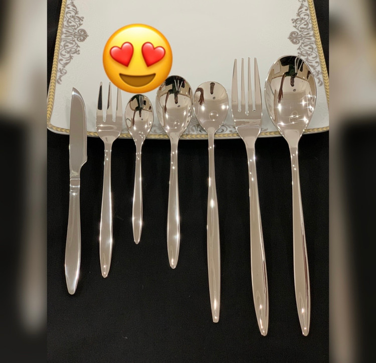سرویس قاشق چنگال یونیک اصل آلمان 24 نفره 120 پارچه مدل سوزنی ساده نقره ای