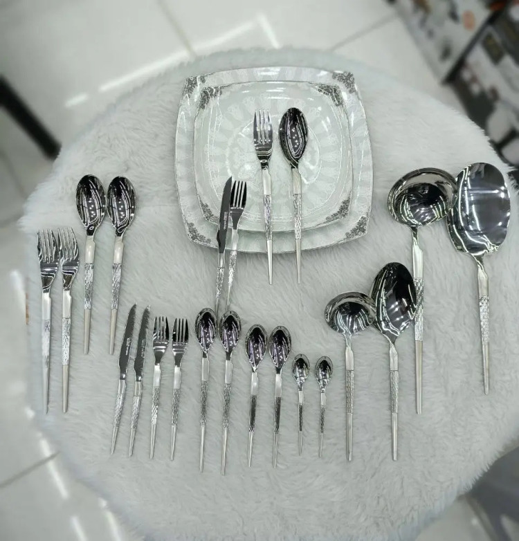 سرویس قاشق چنگال یونیک آلمان 24 نفره 120 پارچه هارمونی نقره ای